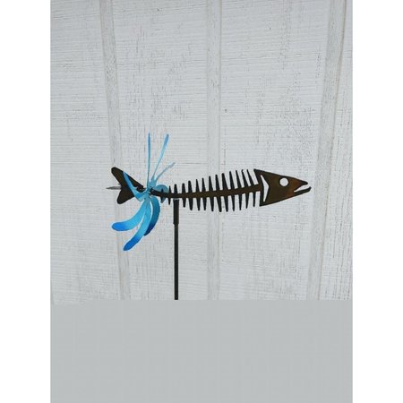 INVERNADERO Metal Kinetic Yard Art Fish Spinner Double Motion IN1814850
